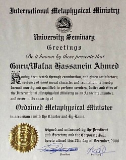 International Metaphysical Ministry. Minister.