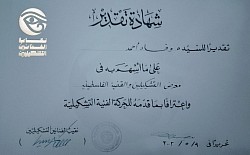 Certificate of appreciation by Syndicate of Plastic Arts, Egypt.